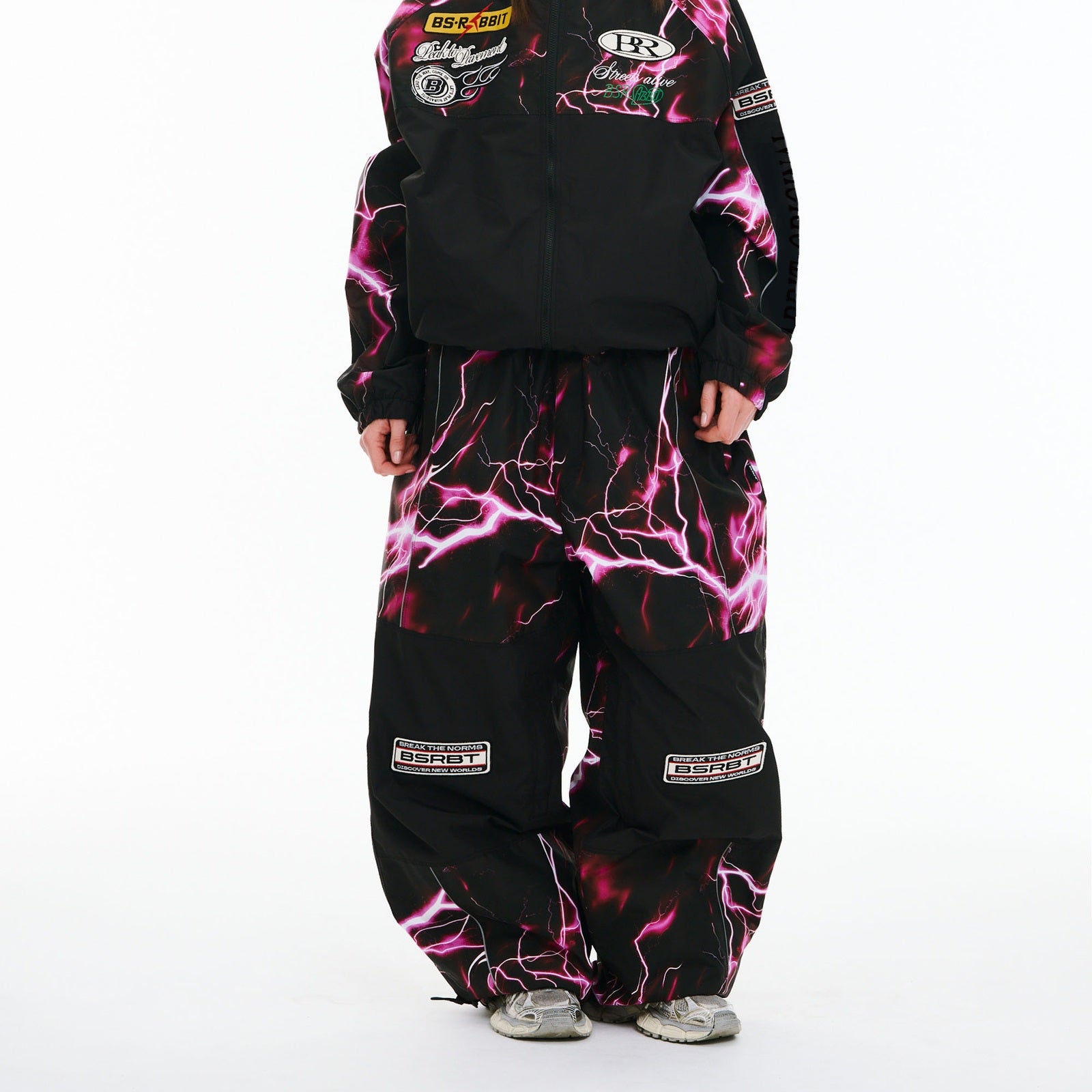 2526FW BSRABBIT Patched Utility Super Wide Ventilation Pants Black