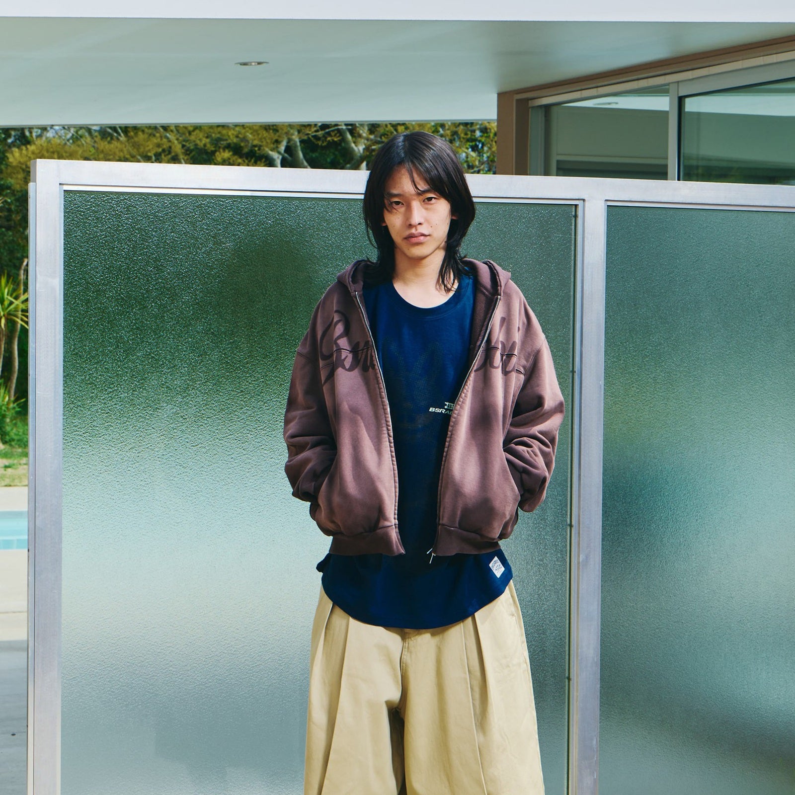 26SS BSRABBIT Bsr Washed Zip-Up Hoodie Brown