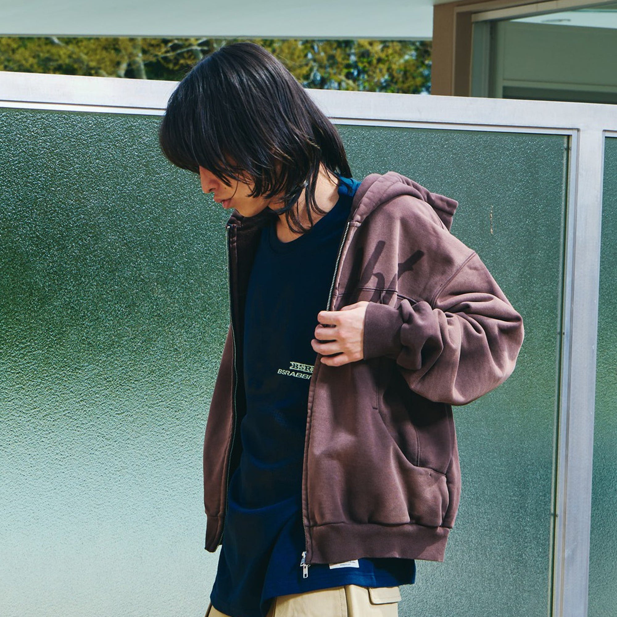 トップス 00s PPFM n2b Boa Washed Zip-up Hoodie 26SS BSRABBIT Bsr Washed Zip-Up Hoodie Brown