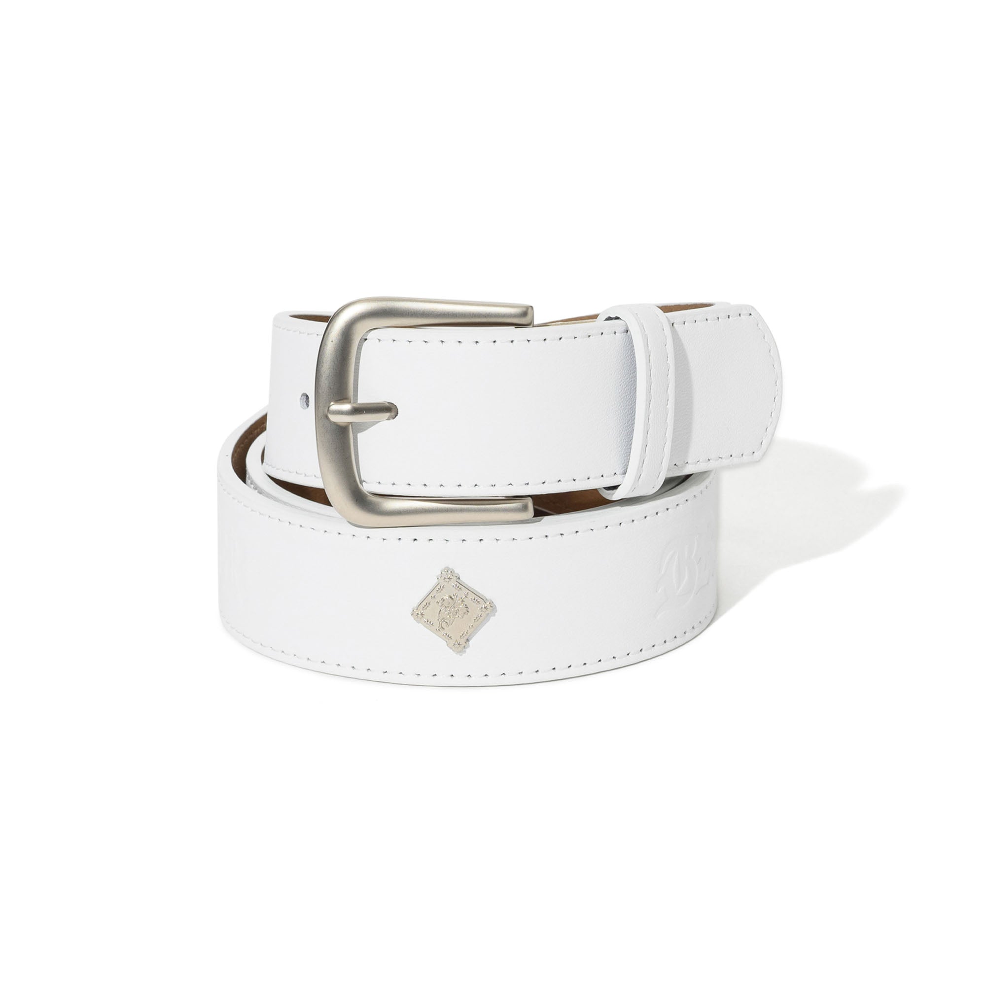 26SS BSRABBIT Signature Rivet Leather Belt White