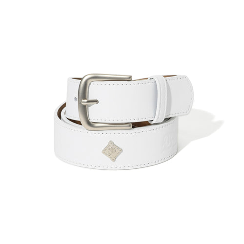 Signature Rivet Leather Belt White