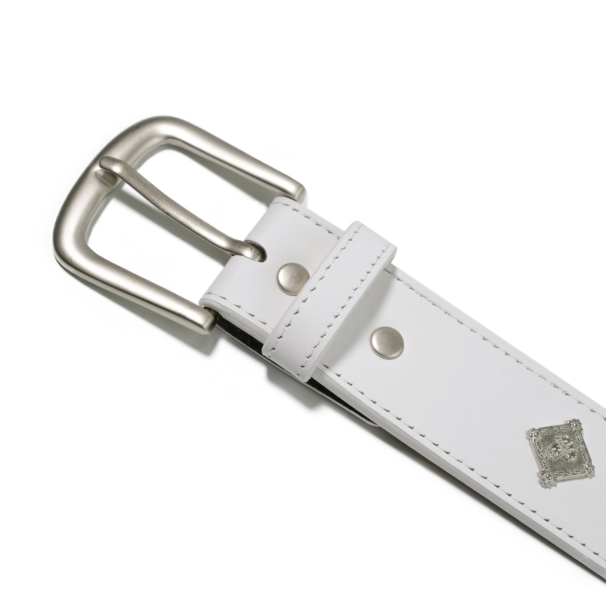 26SS BSRABBIT Signature Rivet Leather Belt White
