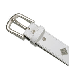 Signature Rivet Leather Belt White