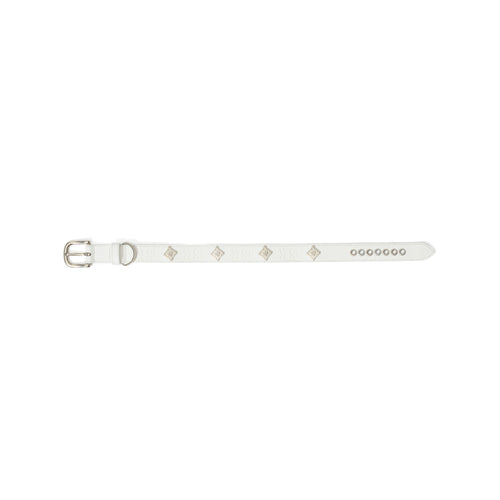 Signature Rivet Vegan Leather Dog Collar White