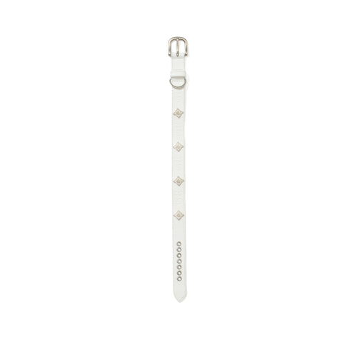 Signature Rivet Vegan Leather Dog Collar White