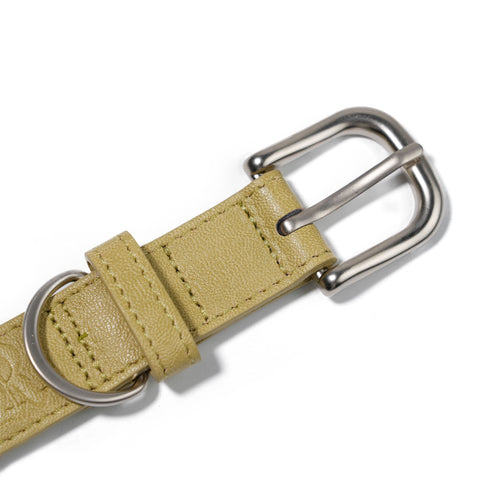 Signature Rivet Vegan Leather Dog Collar Olive