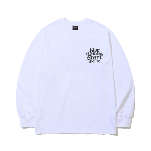 Stop Overthinking Back Print Long Sleeve White