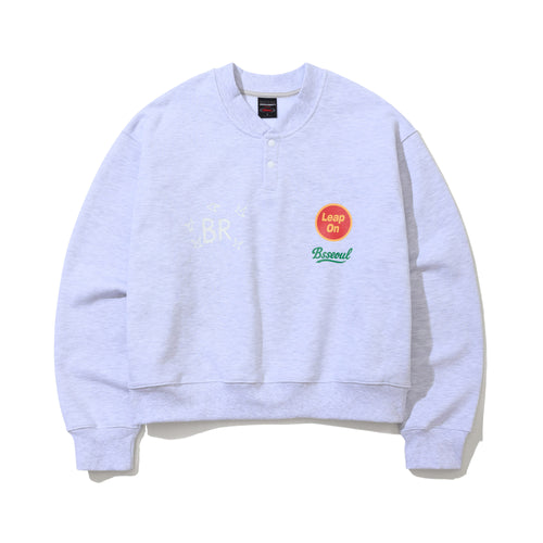 Br Snap Henry Neck Sweatshirt Heather Gray