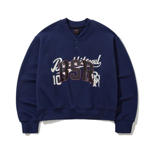 Bsr Classic  Henry Neck Sweatshirt Deep Blue