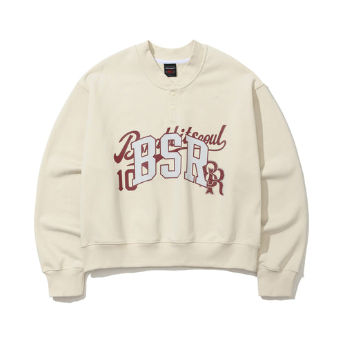 Bsr Classic  Henry Neck Sweatshirt Ivory