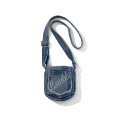 Patchwork Flap Denim Cross Bag Indigo