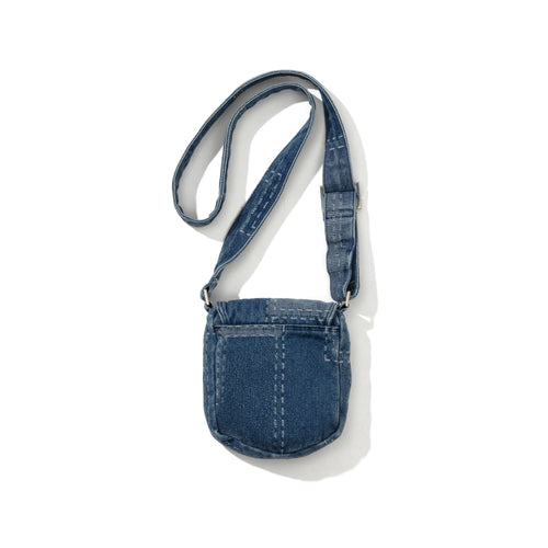 Patchwork Flap Denim Cross Bag Indigo