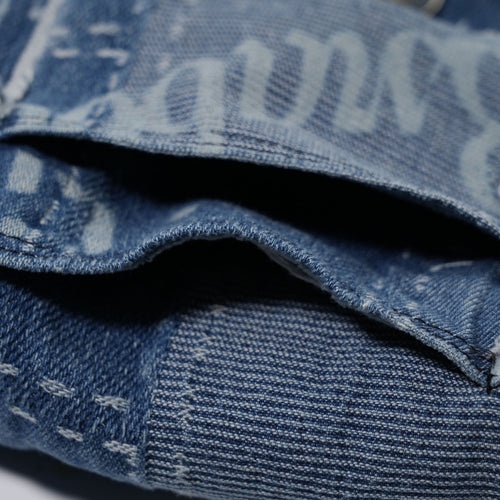 Patchwork Flap Denim Cross Bag Indigo