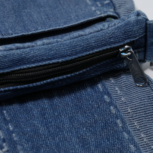 Patchwork Flap Denim Cross Bag Indigo