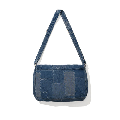 Patchwork Flap Denim Big Cross Bag Indigo