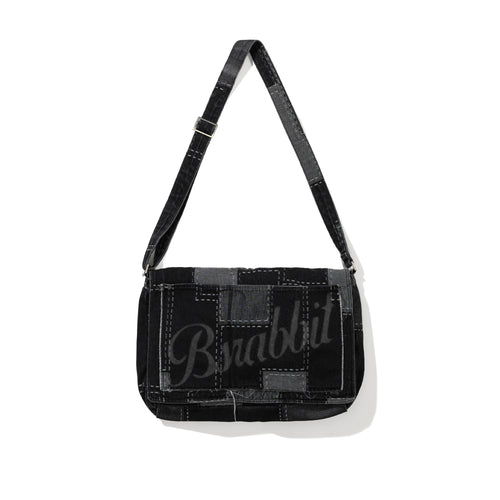 Patchwork Flap Denim Big Cross Bag Black Denim