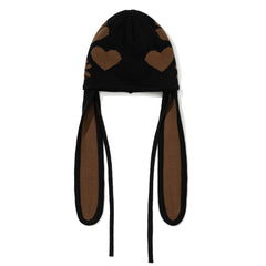 Knit Bunny Earflap Beanie Black