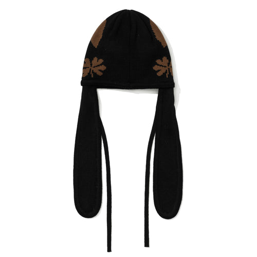 Knit Bunny Earflap Beanie Black