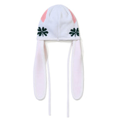 Knit Bunny Earflap Beanie White