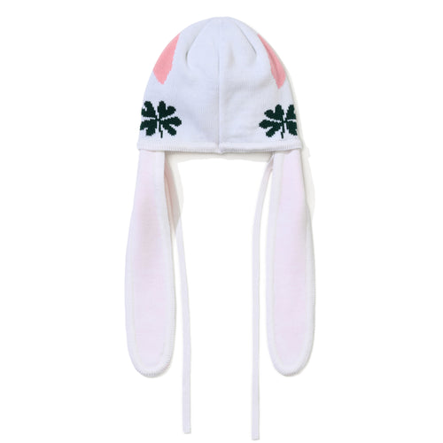 Knit Bunny Earflap Beanie White