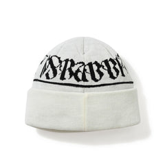 Logo Pattern Beanie White