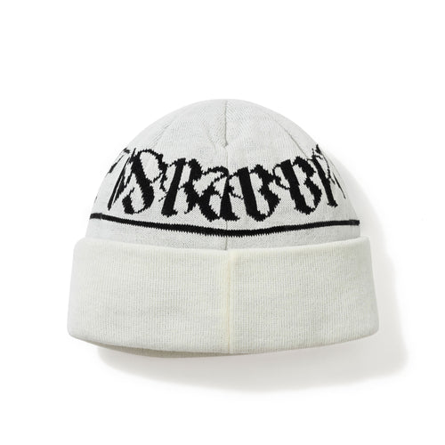 Logo Pattern Beanie White