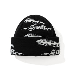 Rabbit Pattern Beanie Black