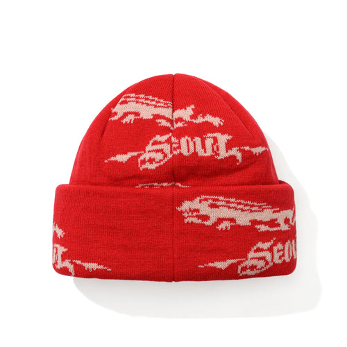 Rabbit Pattern Beanie Red