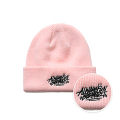 BSRAWF EMBR BEANIE PINK