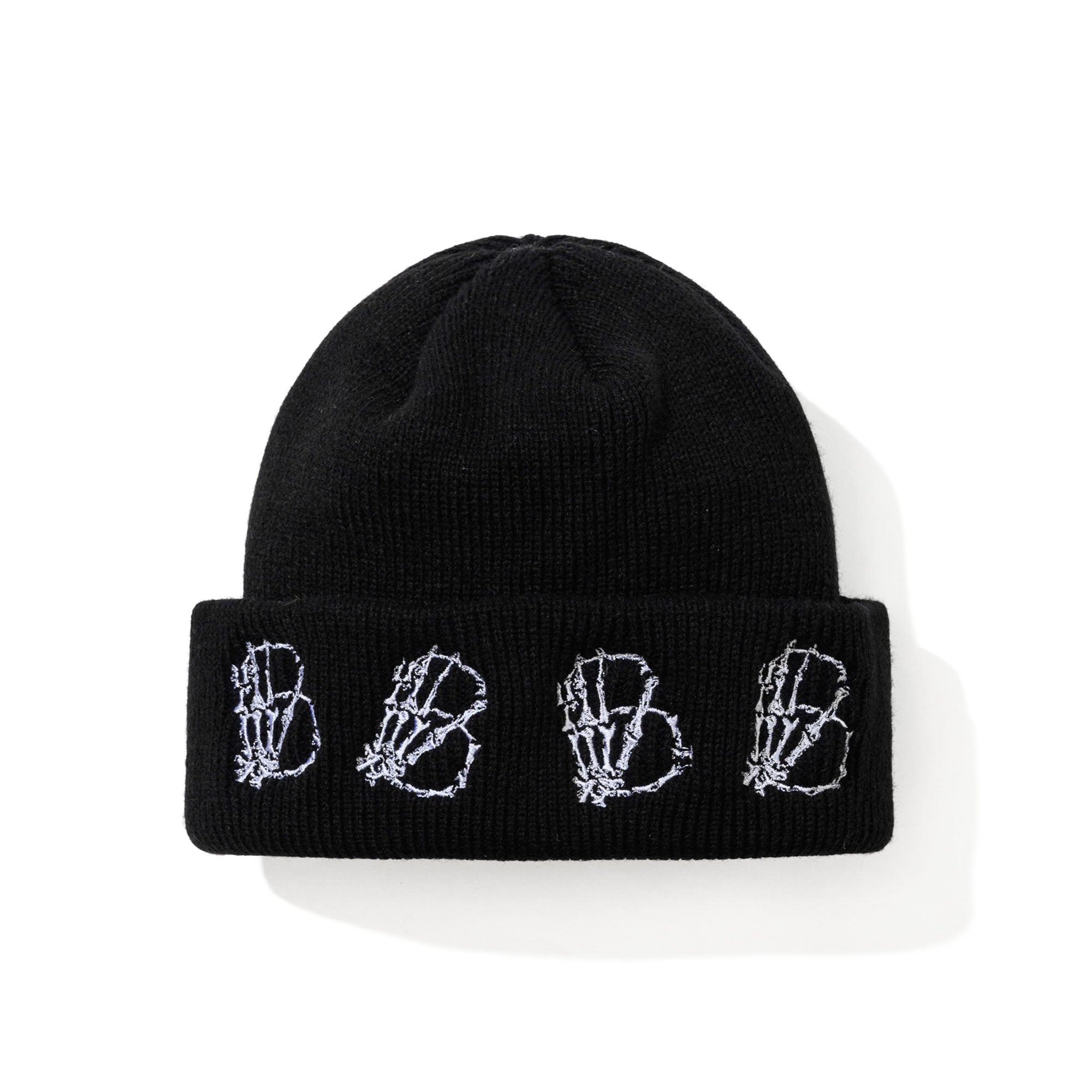 2526FW BSRABBIT Skeletal Hand B Embr Beanie Black