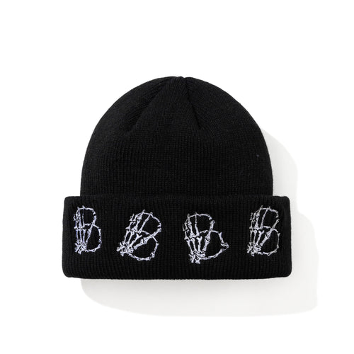 Skeletal Hand B Embr Beanie Black