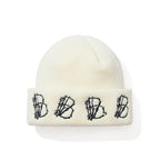 Skeletal Hand B Embr Beanie White