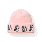 Skeletal Hand B Embr Beanie Indy Pink