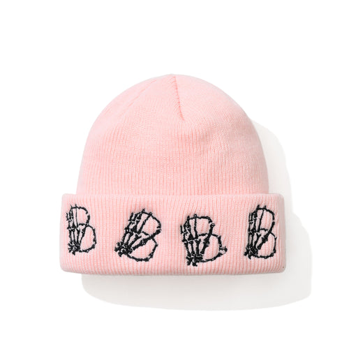 Skeletal Hand B Embr Beanie Indy Pink