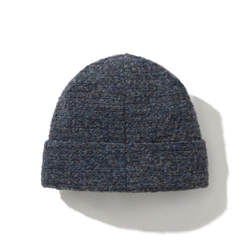 Triple Trace Metal Label Curly Beanie Teal Mix