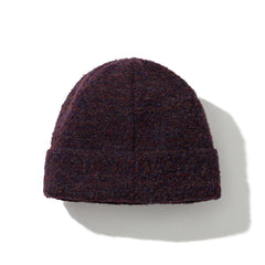 Triple Trace Metal Label Curly Beanie Burgundy Mix