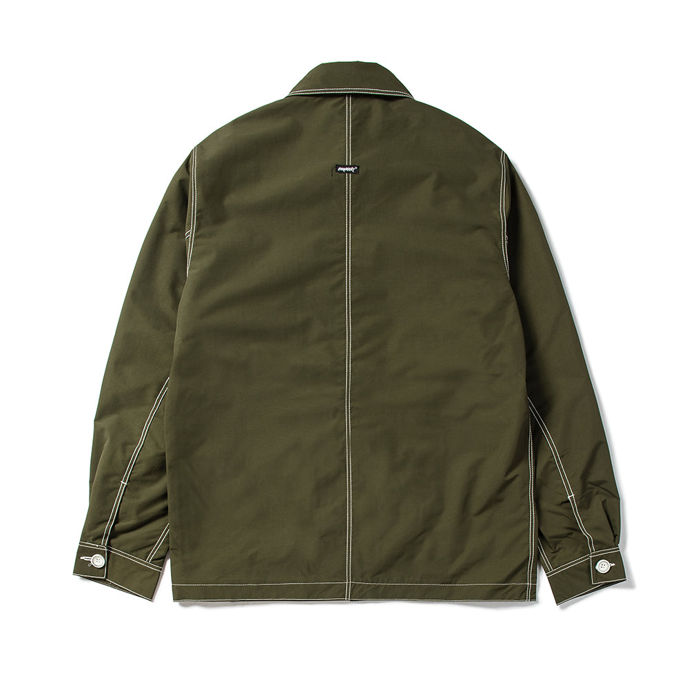 stitches button coach jacket khaki