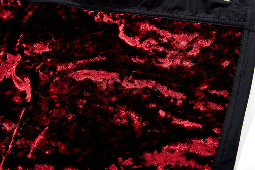 DSXBR VELVET WIDE BOX PANTS BLACK RED