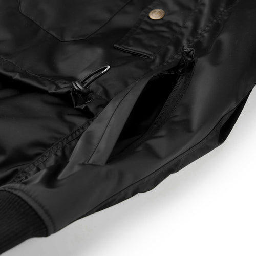 DOUBLE ZIPPER SHIRRING MA-1 JACKET BLACK