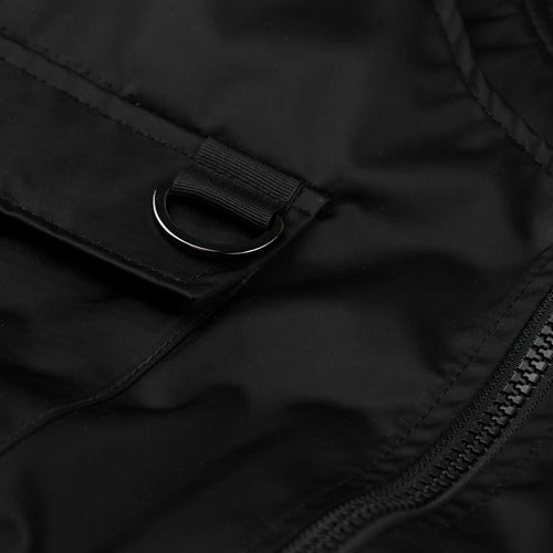 DOUBLE ZIPPER SHIRRING MA-1 JACKET BLACK