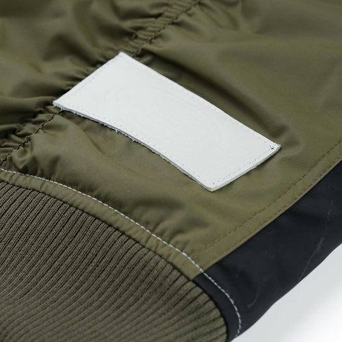 DOUBLE ZIPPER SHIRRING MA-1 JACKET KHAKI / GRAY