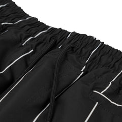 STRIPE SPORTY SUPER WIDE JOGGER PANTS BLACK