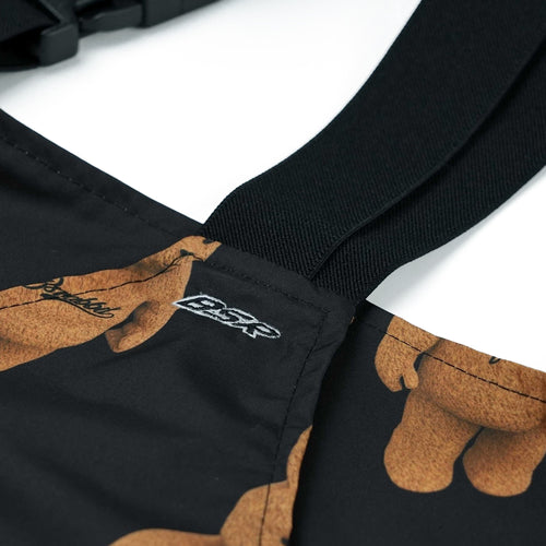 CARGO POCKET WIDE BIB PANTS 3D BEAR RABBIT BLACK