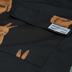 CARGO POCKET WIDE BIB PANTS 3D BEAR RABBIT BLACK