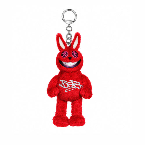 BSXRJ Trippy Rabbit Stuffed Animal Key Ring Red
