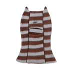 Essential Stitch Wide Stripe Knit Balaclava Brown