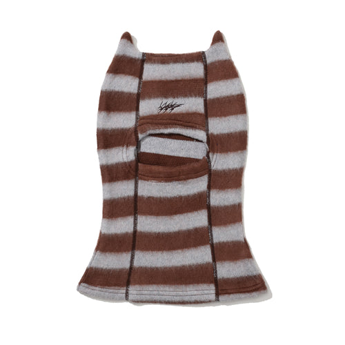 Essential Stitch Wide Stripe Knit Balaclava Brown