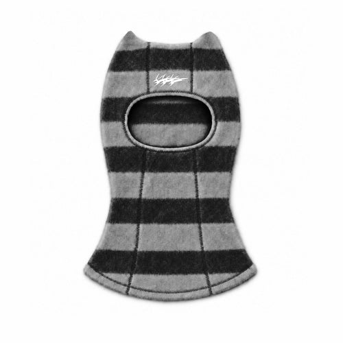 Essential Stitch Wide Stripe Knit Balaclava Black