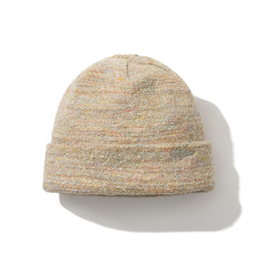 Triple Trace Metal Label Curly Beanie Cream Mix