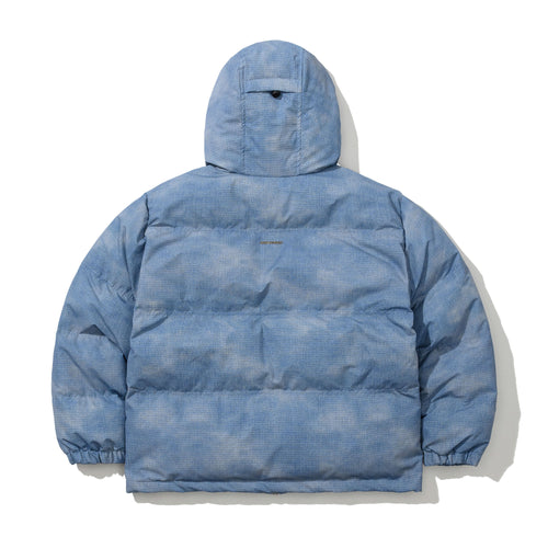 Bsr Applique Irregular Quilted Hood Puffer Jacket Sky